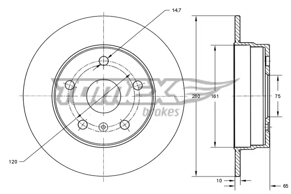 Bremsscheibe Hinterachse TOMEX Brakes TX 74-00