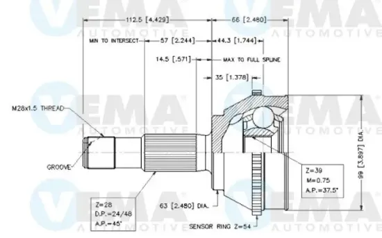 Gelenk, Gelenkwelle VEMA 18262 Bild Gelenk, Gelenkwelle VEMA 18262
