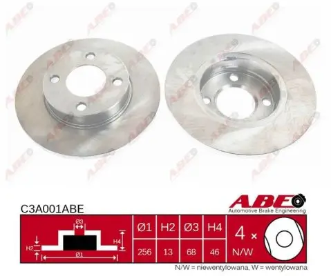 Bremsscheibe Vorderachse ABE C3A001ABE Bild Bremsscheibe Vorderachse ABE C3A001ABE