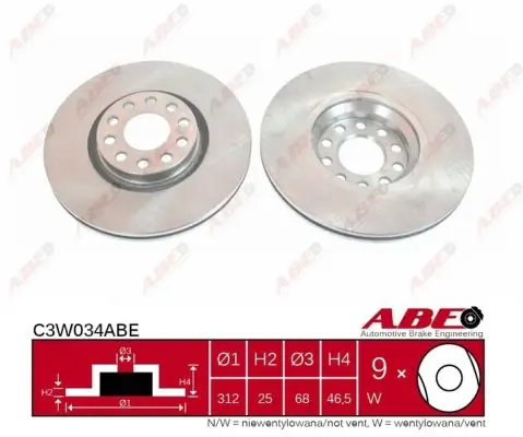 Bremsscheibe Vorderachse ABE C3W034ABE Bild Bremsscheibe Vorderachse ABE C3W034ABE