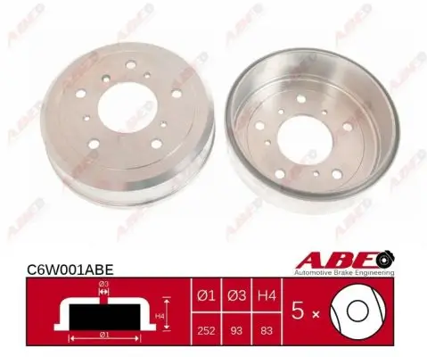 Bremstrommel Hinterachse ABE C6W001ABE Bild Bremstrommel Hinterachse ABE C6W001ABE