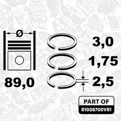 Kolbenringsatz ET ENGINETEAM R1008700VR1 Bild Kolbenringsatz ET ENGINETEAM R1008700VR1