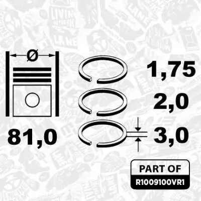 Kolbenringsatz ET ENGINETEAM R1009100VR1 Bild Kolbenringsatz ET ENGINETEAM R1009100VR1