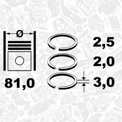 Kolbenringsatz ET ENGINETEAM R1009700 Bild Kolbenringsatz ET ENGINETEAM R1009700