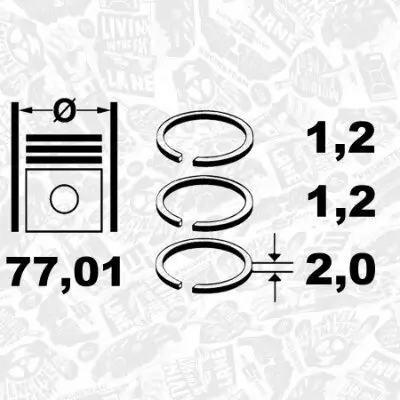 Kolbenringsatz ET ENGINETEAM R1009950 Bild Kolbenringsatz ET ENGINETEAM R1009950