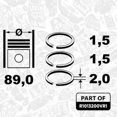 Kolbenringsatz ET ENGINETEAM R1013200VR1 Bild Kolbenringsatz ET ENGINETEAM R1013200VR1