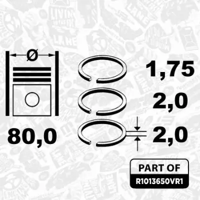 Kolbenringsatz ET ENGINETEAM R1013650VR1 Bild Kolbenringsatz ET ENGINETEAM R1013650VR1
