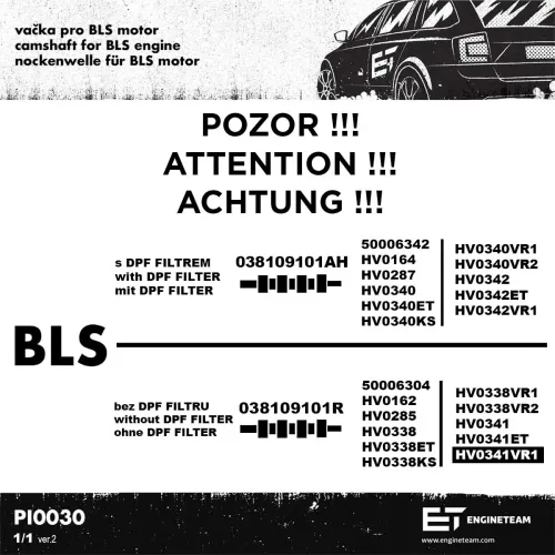 Nockenwellensatz ET ENGINETEAM HV0341VR1 Bild Nockenwellensatz ET ENGINETEAM HV0341VR1