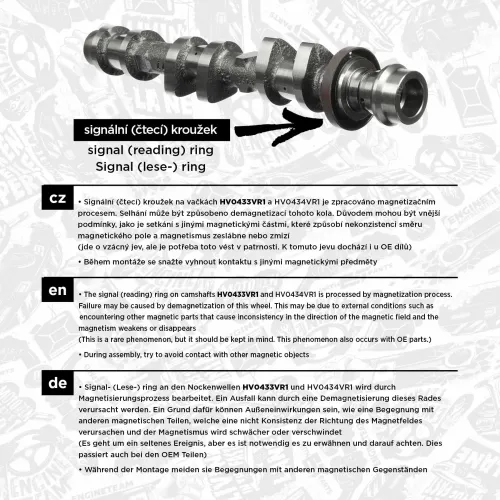 Nockenwelle Auslassseite ET ENGINETEAM HV0433VR1 Bild Nockenwelle Auslassseite ET ENGINETEAM HV0433VR1