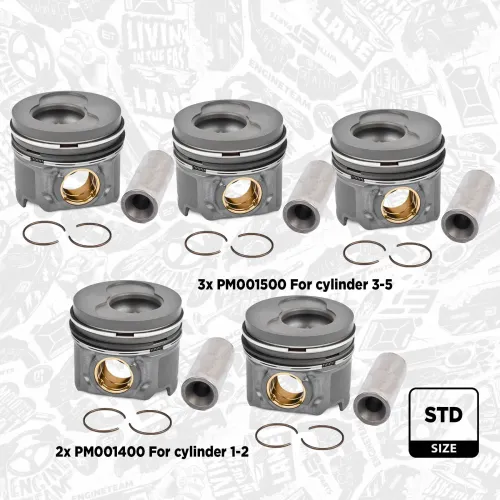 Kolben für Zylinder 1-5 ET ENGINETEAM PM013700 Bild Kolben für Zylinder 1-5 ET ENGINETEAM PM013700