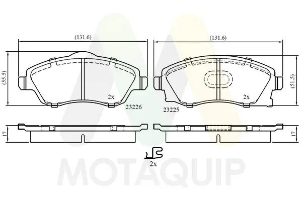 Bremsbelagsatz, Scheibenbremse Vorderachse MOTAQUIP LVXL1014