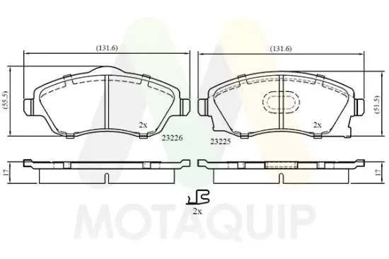Bremsbelagsatz, Scheibenbremse Vorderachse MOTAQUIP LVXL1014 Bild Bremsbelagsatz, Scheibenbremse Vorderachse MOTAQUIP LVXL1014