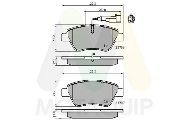 Bremsbelagsatz, Scheibenbremse Vorderachse MOTAQUIP LVXL1038