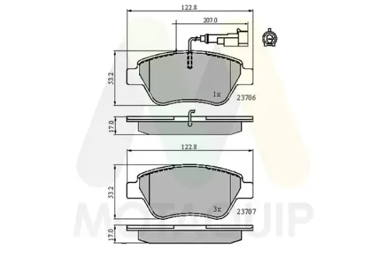 Bremsbelagsatz, Scheibenbremse Vorderachse MOTAQUIP LVXL1038 Bild Bremsbelagsatz, Scheibenbremse Vorderachse MOTAQUIP LVXL1038