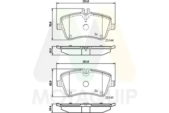 Bremsbelagsatz, Scheibenbremse Vorderachse MOTAQUIP LVXL1076 Bild Bremsbelagsatz, Scheibenbremse Vorderachse MOTAQUIP LVXL1076
