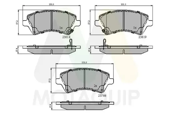 Bremsbelagsatz, Scheibenbremse Vorderachse MOTAQUIP LVXL1105 Bild Bremsbelagsatz, Scheibenbremse Vorderachse MOTAQUIP LVXL1105