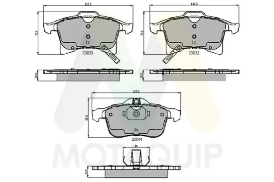 Bremsbelagsatz, Scheibenbremse Vorderachse MOTAQUIP LVXL1116 Bild Bremsbelagsatz, Scheibenbremse Vorderachse MOTAQUIP LVXL1116