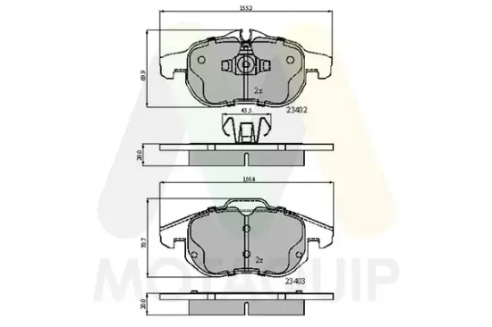 Bremsbelagsatz, Scheibenbremse Vorderachse MOTAQUIP LVXL1119 Bild Bremsbelagsatz, Scheibenbremse Vorderachse MOTAQUIP LVXL1119