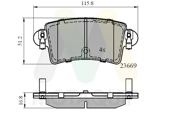 Bremsbelagsatz, Scheibenbremse Hinterachse MOTAQUIP LVXL1121
