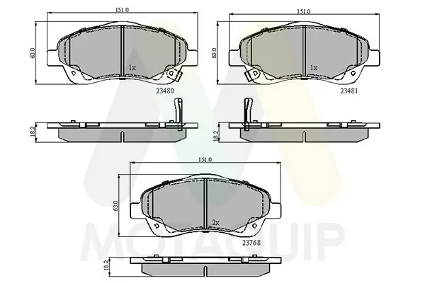 Bremsbelagsatz, Scheibenbremse Vorderachse MOTAQUIP LVXL1136