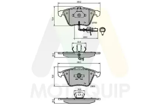 Bremsbelagsatz, Scheibenbremse Vorderachse MOTAQUIP LVXL1165 Bild Bremsbelagsatz, Scheibenbremse Vorderachse MOTAQUIP LVXL1165