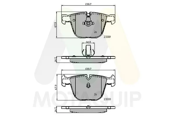 Bremsbelagsatz, Scheibenbremse Hinterachse MOTAQUIP LVXL1169
