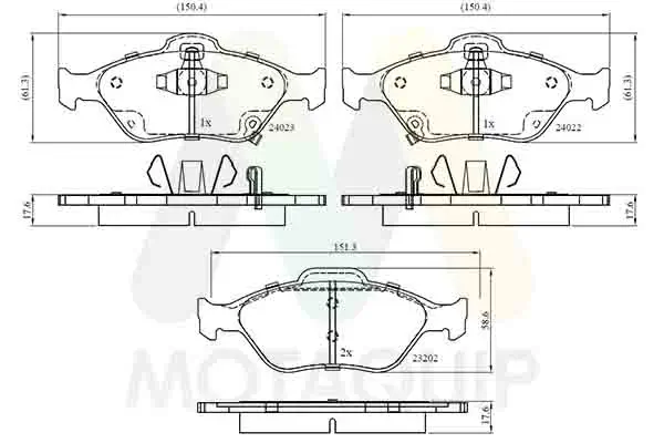 Bremsbelagsatz, Scheibenbremse Vorderachse MOTAQUIP LVXL1282