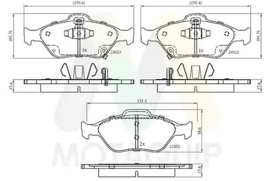 Bremsbelagsatz, Scheibenbremse Vorderachse MOTAQUIP LVXL1282 Bild Bremsbelagsatz, Scheibenbremse Vorderachse MOTAQUIP LVXL1282