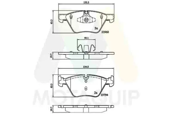 Bremsbelagsatz, Scheibenbremse Vorderachse MOTAQUIP LVXL1291 Bild Bremsbelagsatz, Scheibenbremse Vorderachse MOTAQUIP LVXL1291