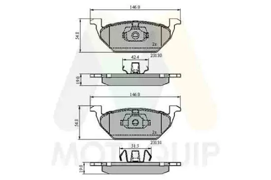 Bremsbelagsatz, Scheibenbremse Vorderachse MOTAQUIP LVXL1299 Bild Bremsbelagsatz, Scheibenbremse Vorderachse MOTAQUIP LVXL1299