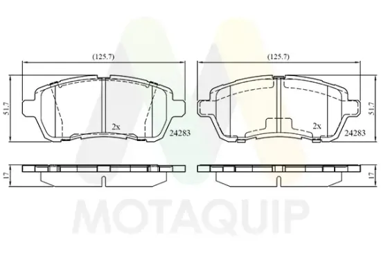Bremsbelagsatz, Scheibenbremse Vorderachse MOTAQUIP LVXL1370 Bild Bremsbelagsatz, Scheibenbremse Vorderachse MOTAQUIP LVXL1370