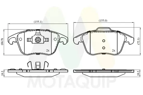 Bremsbelagsatz, Scheibenbremse Vorderachse MOTAQUIP LVXL1373 Bild Bremsbelagsatz, Scheibenbremse Vorderachse MOTAQUIP LVXL1373