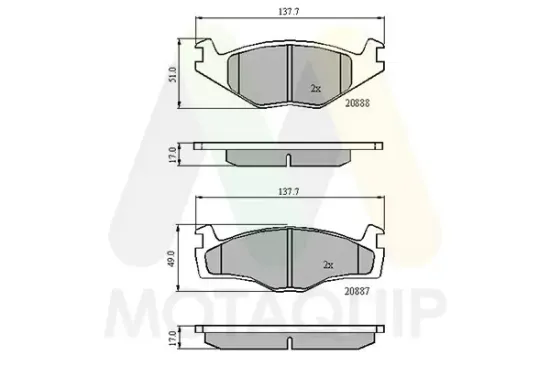 Bremsbelagsatz, Scheibenbremse Vorderachse MOTAQUIP LVXL138 Bild Bremsbelagsatz, Scheibenbremse Vorderachse MOTAQUIP LVXL138