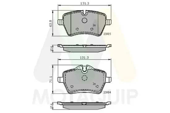 Bremsbelagsatz, Scheibenbremse Vorderachse MOTAQUIP LVXL1390 Bild Bremsbelagsatz, Scheibenbremse Vorderachse MOTAQUIP LVXL1390