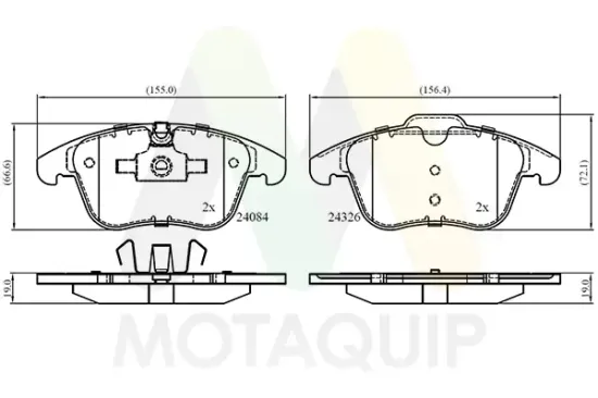 Bremsbelagsatz, Scheibenbremse Vorderachse MOTAQUIP LVXL1400 Bild Bremsbelagsatz, Scheibenbremse Vorderachse MOTAQUIP LVXL1400