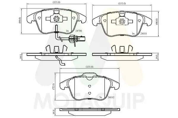Bremsbelagsatz, Scheibenbremse Vorderachse MOTAQUIP LVXL1402