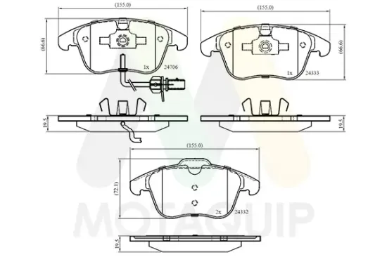 Bremsbelagsatz, Scheibenbremse Vorderachse MOTAQUIP LVXL1402 Bild Bremsbelagsatz, Scheibenbremse Vorderachse MOTAQUIP LVXL1402