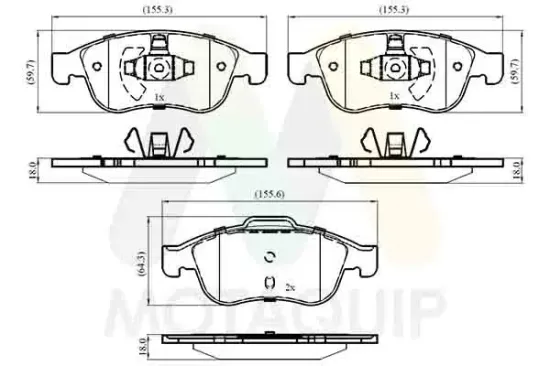 Bremsbelagsatz, Scheibenbremse Vorderachse MOTAQUIP LVXL1418 Bild Bremsbelagsatz, Scheibenbremse Vorderachse MOTAQUIP LVXL1418