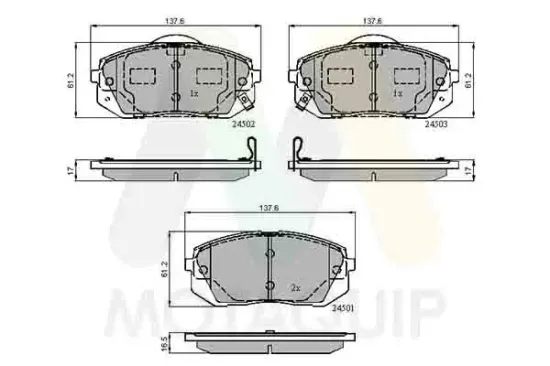 Bremsbelagsatz, Scheibenbremse Vorderachse MOTAQUIP LVXL1452 Bild Bremsbelagsatz, Scheibenbremse Vorderachse MOTAQUIP LVXL1452