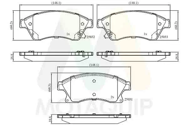 Bremsbelagsatz, Scheibenbremse Vorderachse MOTAQUIP LVXL1624