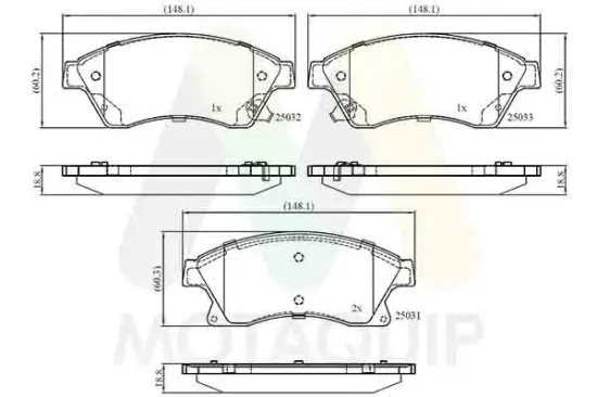 Bremsbelagsatz, Scheibenbremse Vorderachse MOTAQUIP LVXL1624 Bild Bremsbelagsatz, Scheibenbremse Vorderachse MOTAQUIP LVXL1624