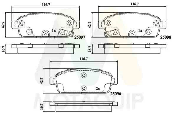 Bremsbelagsatz, Scheibenbremse MOTAQUIP LVXL1626