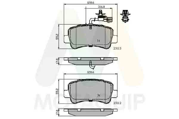 Bremsbelagsatz, Scheibenbremse Hinterachse MOTAQUIP LVXL1638