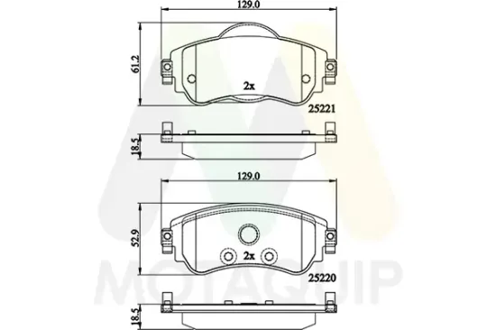 Bremsbelagsatz, Scheibenbremse Vorderachse MOTAQUIP LVXL1677 Bild Bremsbelagsatz, Scheibenbremse Vorderachse MOTAQUIP LVXL1677