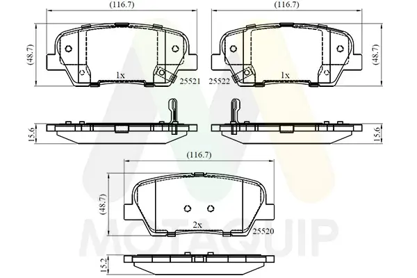 Bremsbelagsatz, Scheibenbremse Hinterachse MOTAQUIP LVXL1680