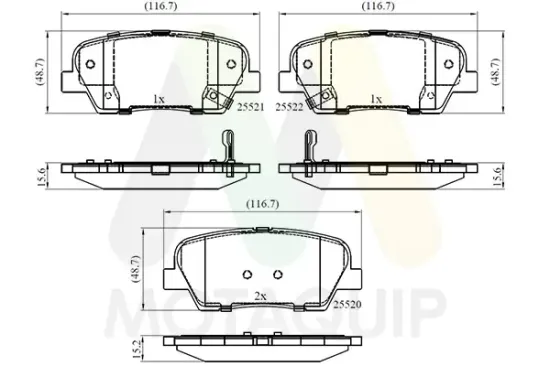 Bremsbelagsatz, Scheibenbremse Hinterachse MOTAQUIP LVXL1680 Bild Bremsbelagsatz, Scheibenbremse Hinterachse MOTAQUIP LVXL1680