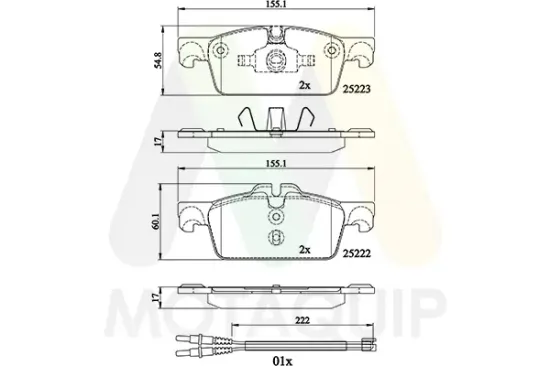 Bremsbelagsatz, Scheibenbremse Vorderachse MOTAQUIP LVXL1681 Bild Bremsbelagsatz, Scheibenbremse Vorderachse MOTAQUIP LVXL1681