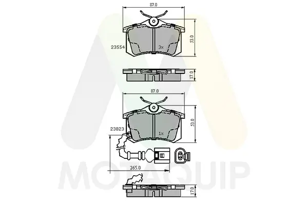 Bremsbelagsatz, Scheibenbremse Hinterachse MOTAQUIP LVXL1704