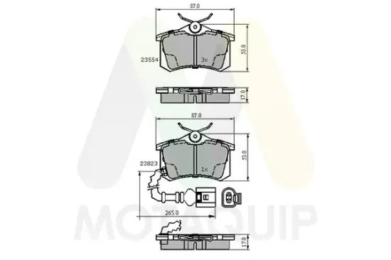 Bremsbelagsatz, Scheibenbremse Hinterachse MOTAQUIP LVXL1704 Bild Bremsbelagsatz, Scheibenbremse Hinterachse MOTAQUIP LVXL1704
