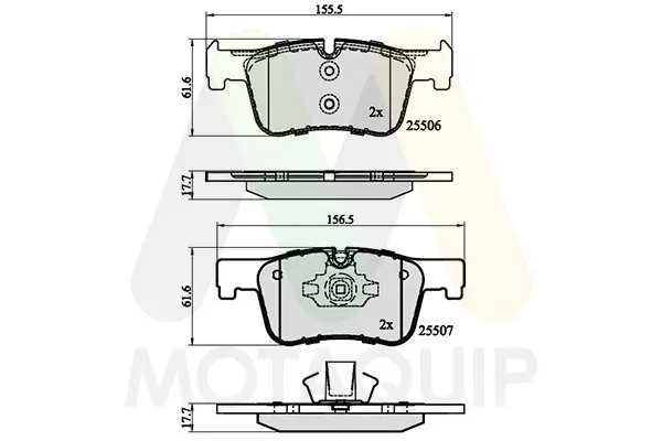 Bremsbelagsatz, Scheibenbremse Vorderachse MOTAQUIP LVXL1729